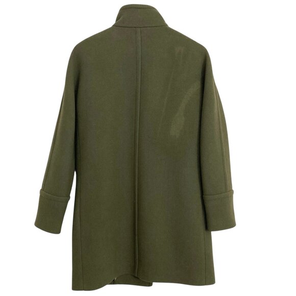 J CREW Stadium Italian Cloth Cocoon Coat Wool Blend Funnel Neck Olive Green - Picture 10 of 12